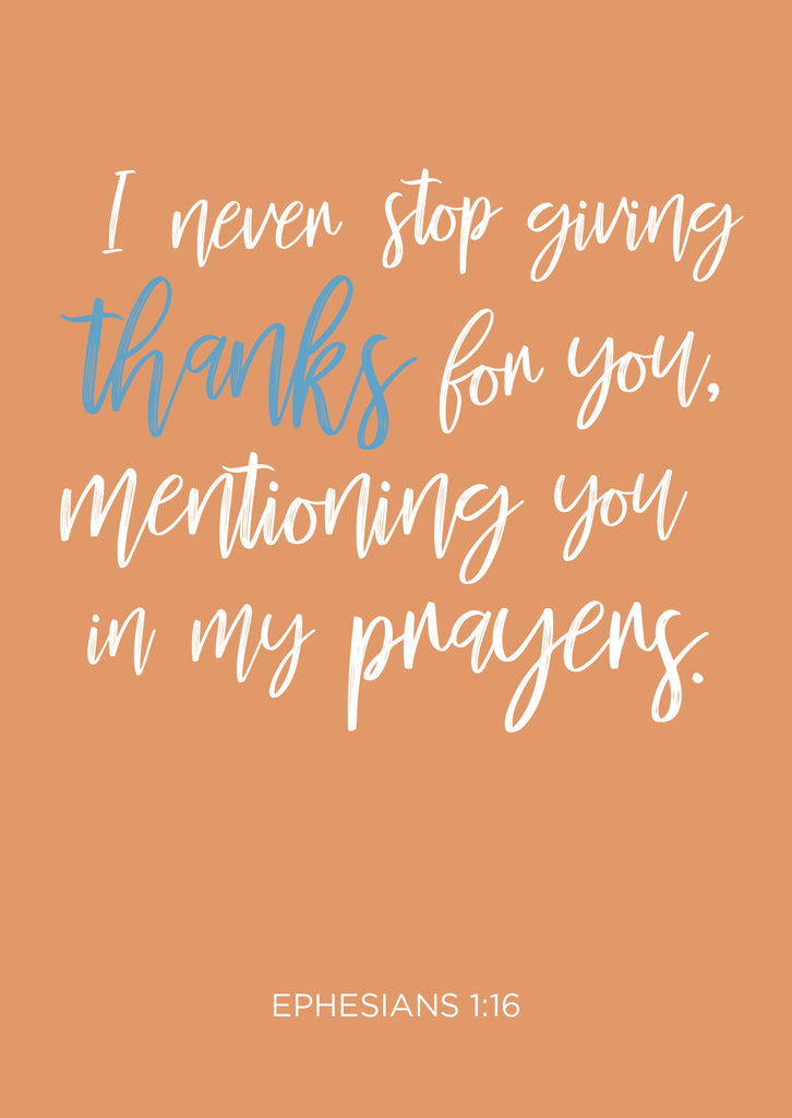 Thank you cards - Ephesians 1:16 (Pack of 6)